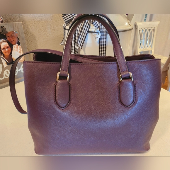 KATE SPADE NY SAFIANO LEATHER EVANGELIE LAUREL WAY SATCHEL-BURGUNDY 11.5×9.5 EUC - Picture 7 of 16